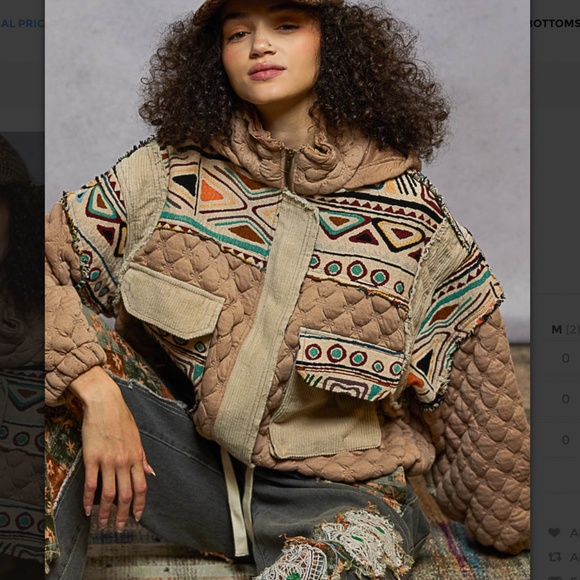 POL “ Aria 3 “ POL Quilted Mock Neck Jacket with Jacquard Contrast 88 - Picture 4 of 6